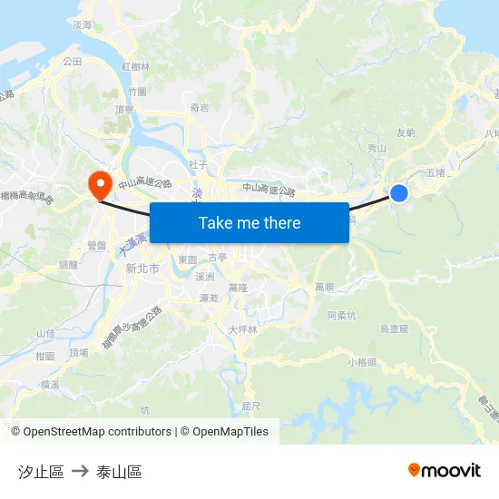汐止區 to 泰山區 map