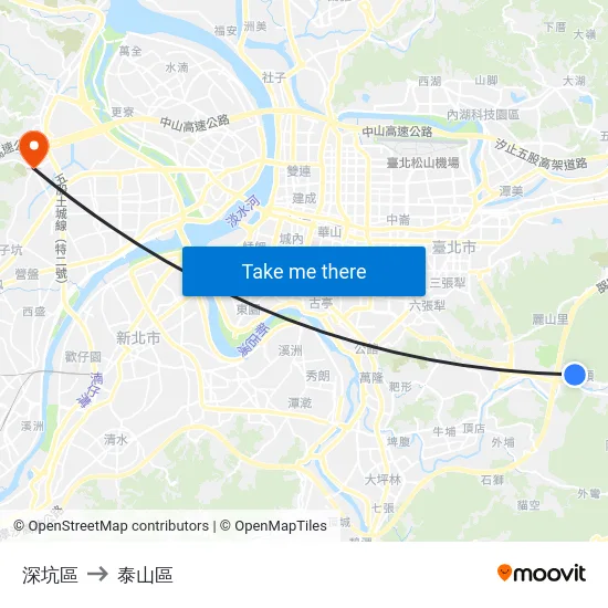 深坑區 to 泰山區 map