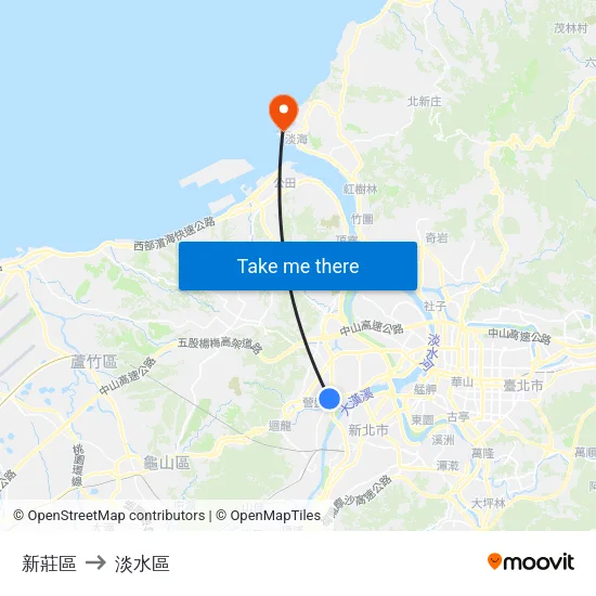 新莊區 to 淡水區 map