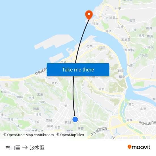 林口區 to 淡水區 map
