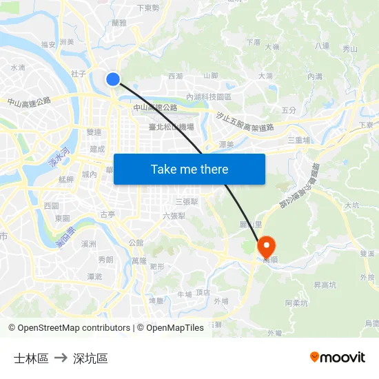 士林區 to 深坑區 map