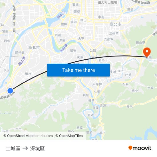 土城區 to 深坑區 map