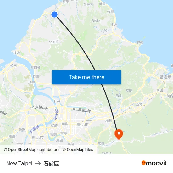 New Taipei to 石碇區 map