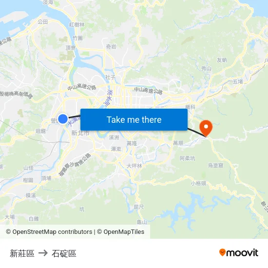 新莊區 to 石碇區 map