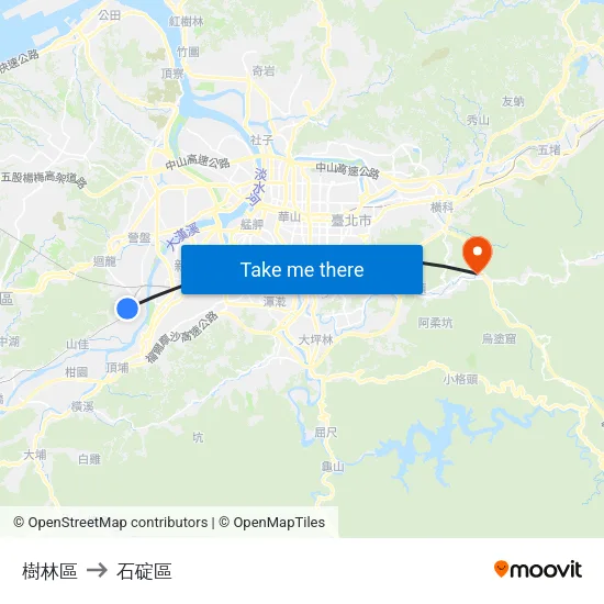 樹林區 to 石碇區 map