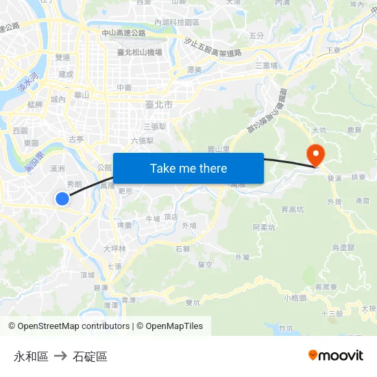 永和區 to 石碇區 map