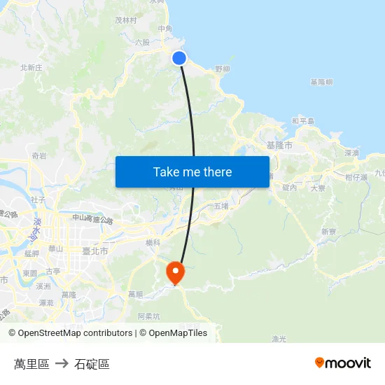 萬里區 to 石碇區 map