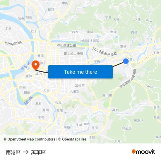 南港區 to 萬華區 map