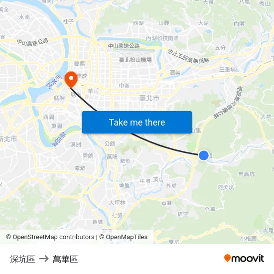 深坑區 to 萬華區 map
