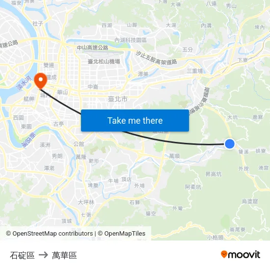 石碇區 to 萬華區 map