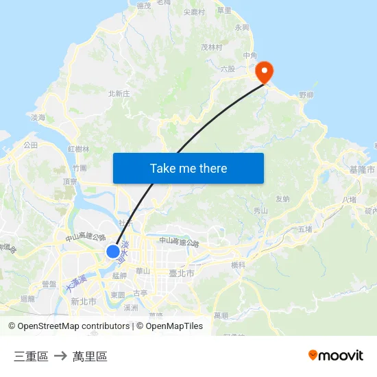 三重區 to 萬里區 map