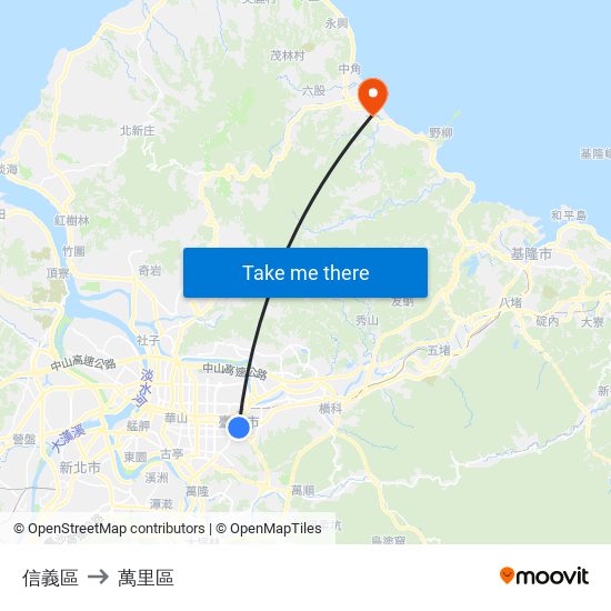 信義區 to 萬里區 map