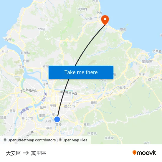 大安區 to 萬里區 map