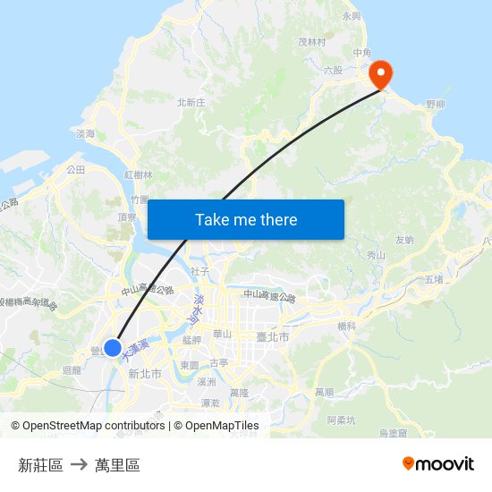 新莊區 to 萬里區 map