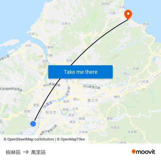 樹林區 to 萬里區 map