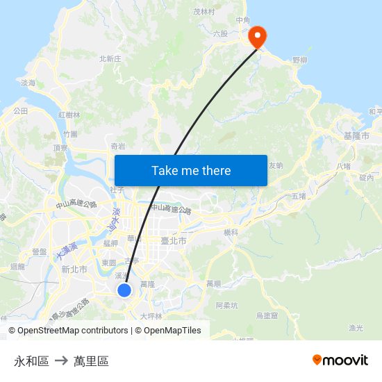 永和區 to 萬里區 map