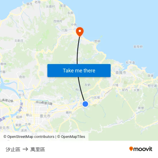 汐止區 to 萬里區 map