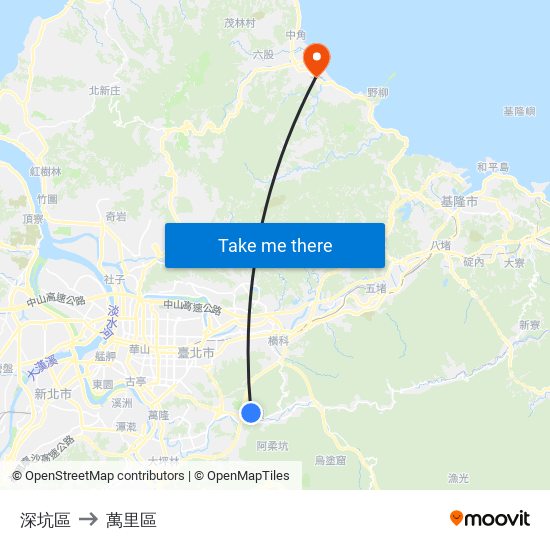 深坑區 to 萬里區 map