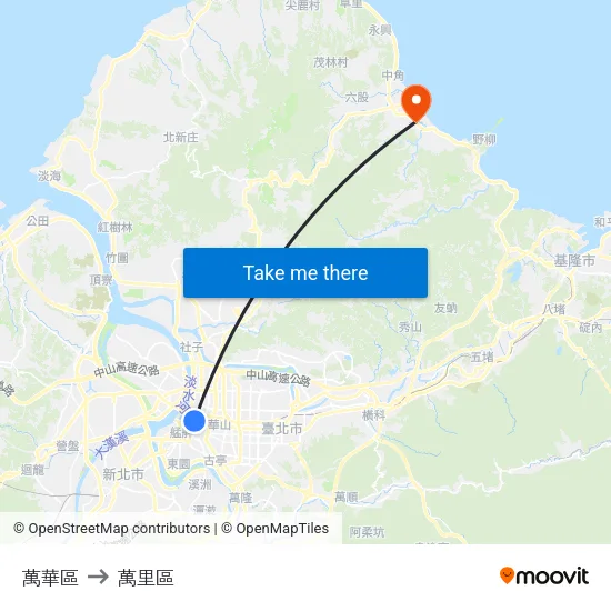 萬華區 to 萬里區 map