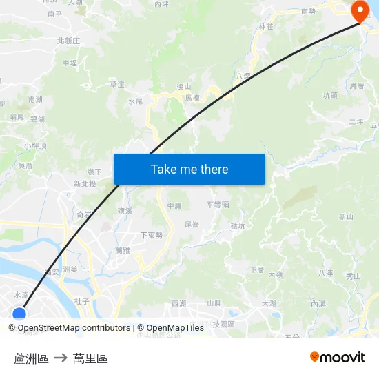 蘆洲區 to 萬里區 map