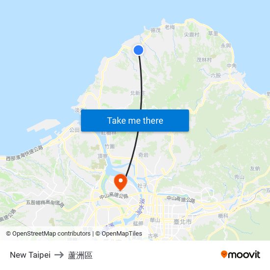 New Taipei to 蘆洲區 map