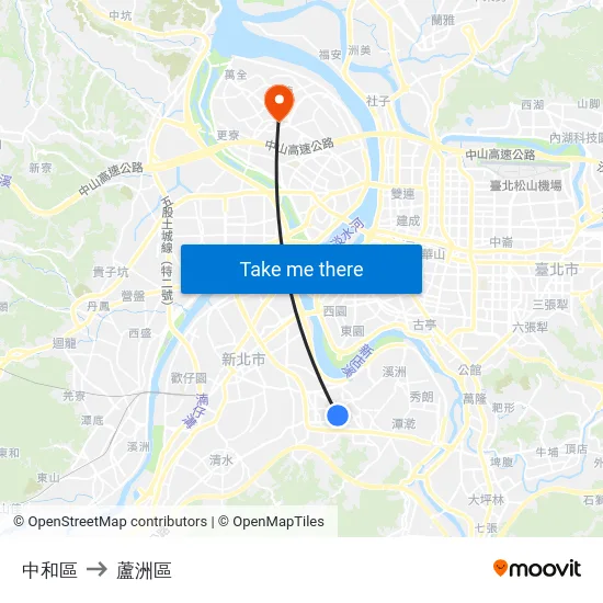 中和區 to 蘆洲區 map
