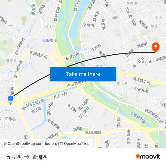 五股區 to 蘆洲區 map