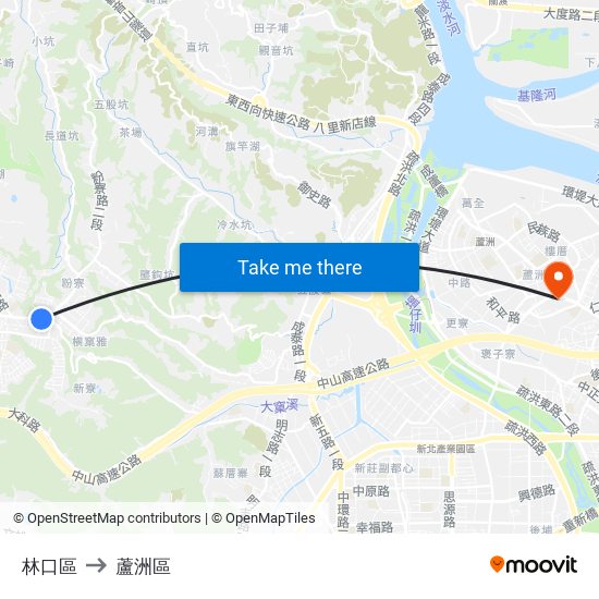 林口區 to 蘆洲區 map