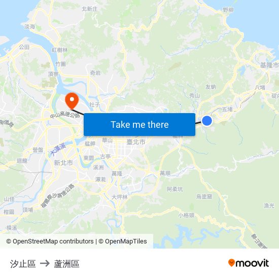 汐止區 to 蘆洲區 map