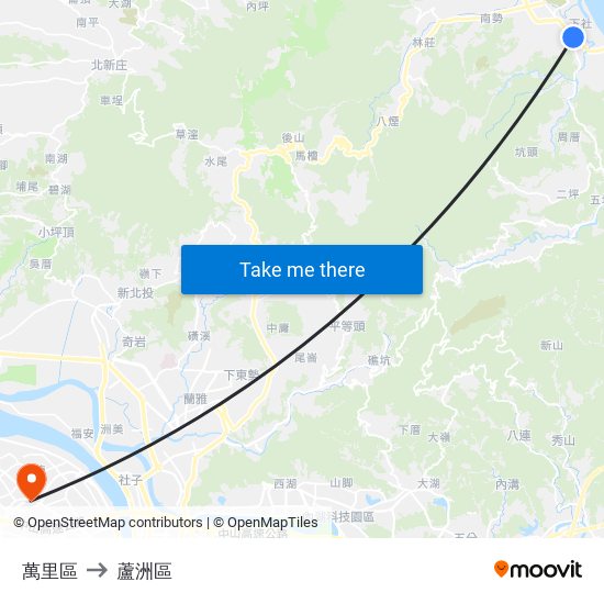 萬里區 to 蘆洲區 map