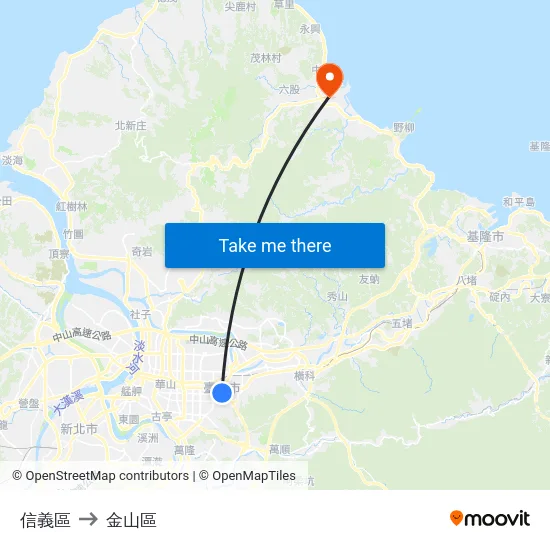 信義區 to 金山區 map
