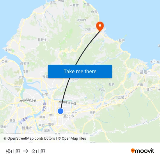 松山區 to 金山區 map