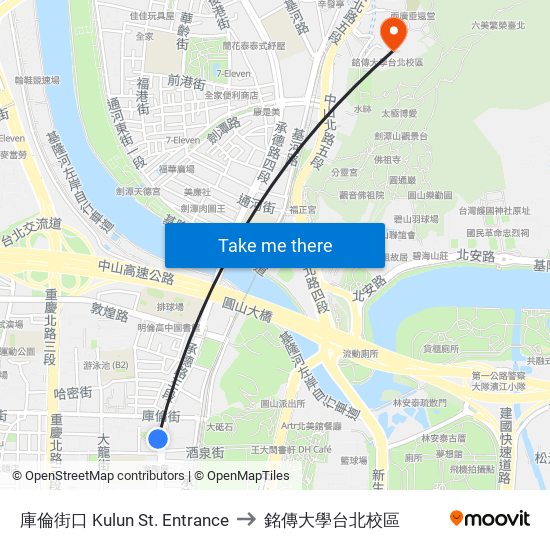 庫倫街口 Kulun St. Entrance to 銘傳大學台北校區 map