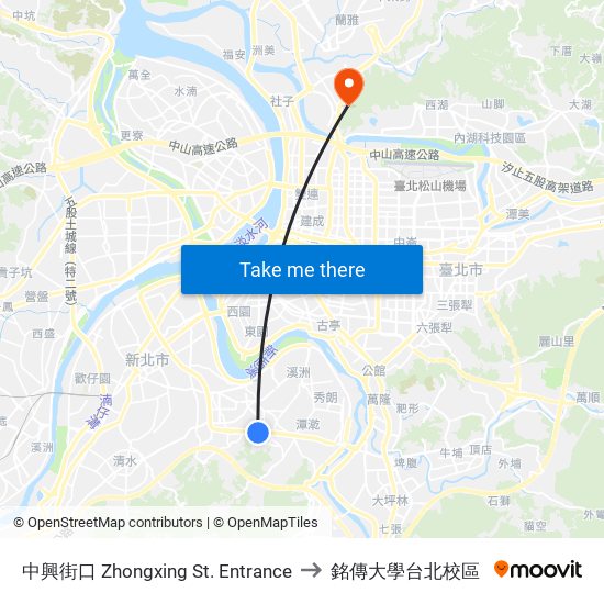 中興街口 Zhongxing St. Entrance to 銘傳大學台北校區 map