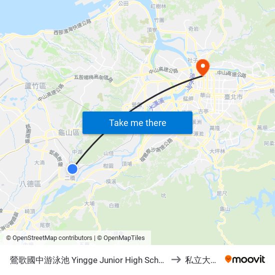 鶯歌國中游泳池 Yingge Junior High School Swimming Pool to 私立大同大學 map