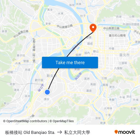 板橋後站 Old Banqiao Sta. to 私立大同大學 map