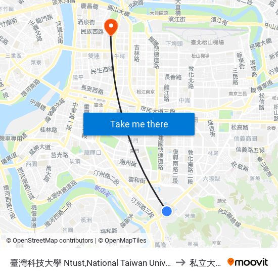 臺灣科技大學 Ntust,National Taiwan University Of Science And Te to 私立大同大學 map