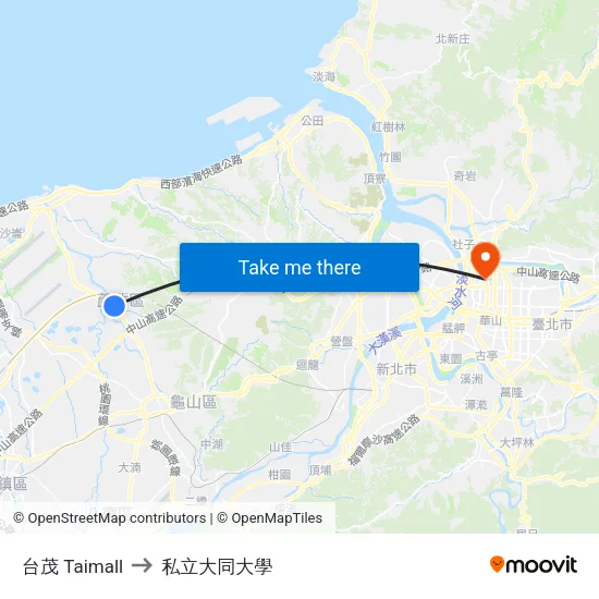 台茂 Taimall to 私立大同大學 map