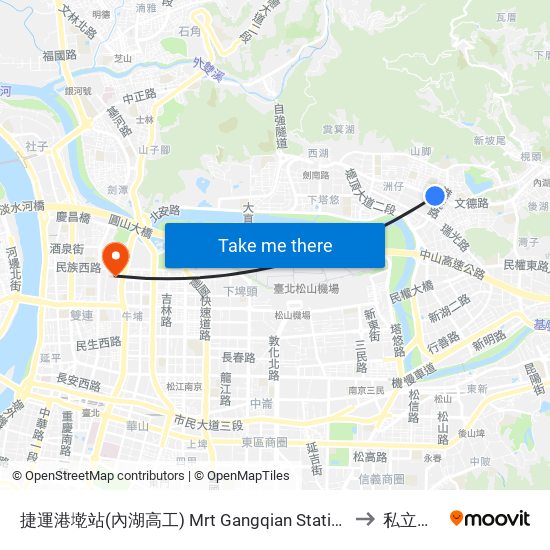 捷運港墘站(內湖高工) Mrt Gangqian Station(Taipei Municipal Nei-Hu Vocat to 私立大同大學 map