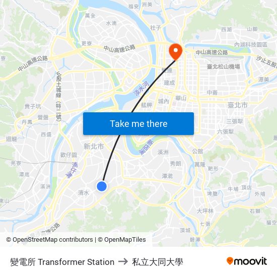 變電所 Transformer Station to 私立大同大學 map