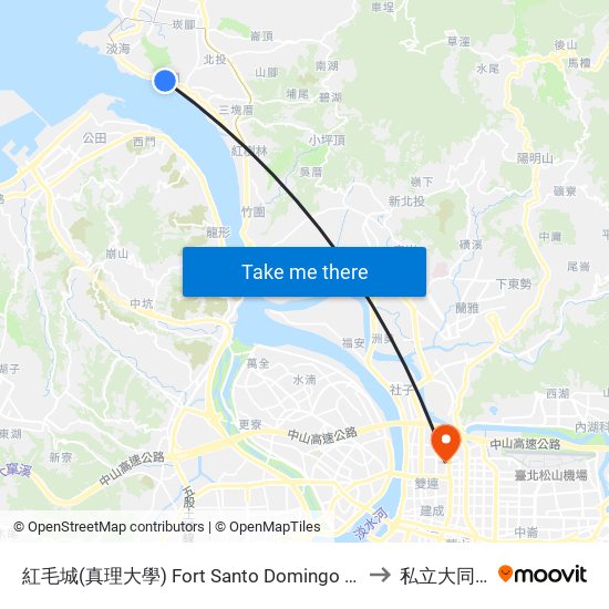 紅毛城(真理大學) Fort Santo Domingo (Aletheia U.) to 私立大同大學 map