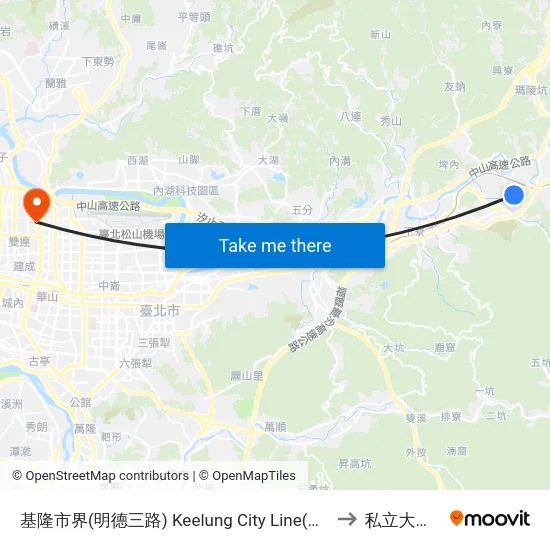 基隆市界(明德三路) Keelung City Line(Mingde 3rd Rd.) to 私立大同大學 map