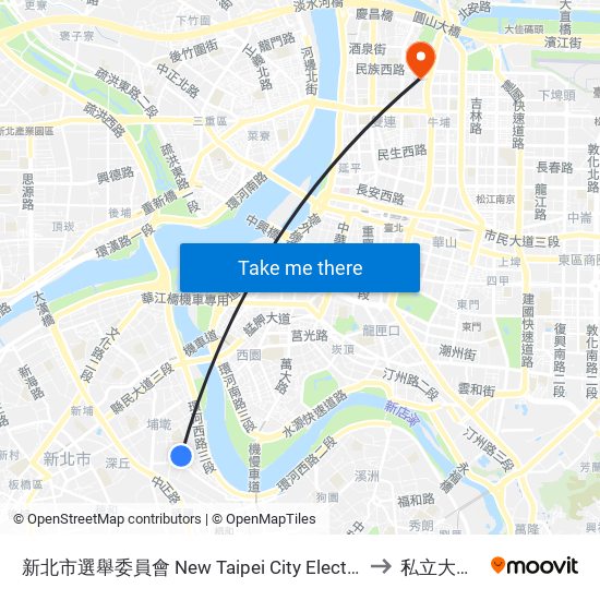 新北市選舉委員會 New Taipei City Election Commission to 私立大同大學 map