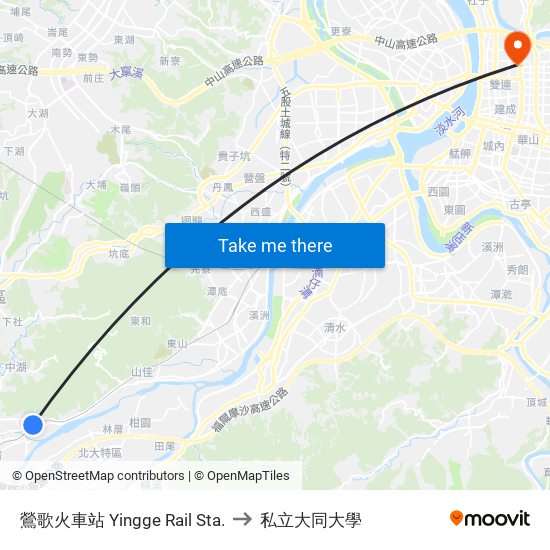 鶯歌火車站 Yingge Rail Sta. to 私立大同大學 map