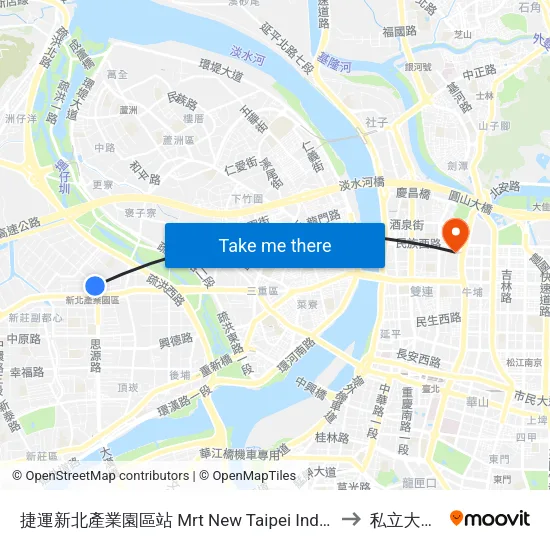 捷運新北產業園區站 Mrt New Taipei Industrial Park Station to 私立大同大學 map