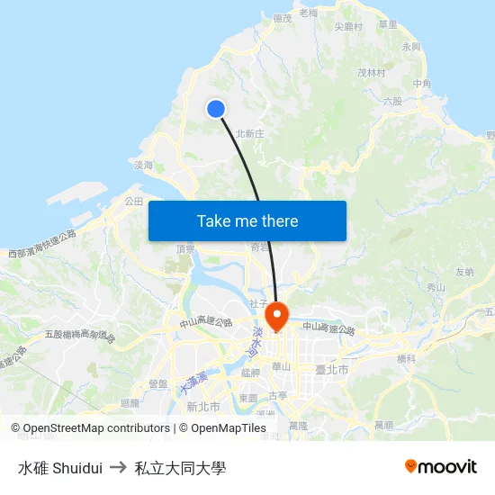 水碓 Shuidui to 私立大同大學 map