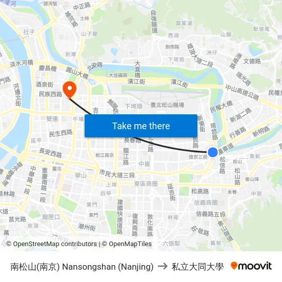 南松山(南京) Nansongshan (Nanjing) to 私立大同大學 map
