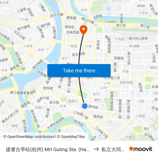 捷運古亭站(杭州) Mrt Guting Sta. (Hangzhou) to 私立大同大學 map