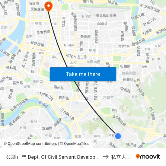 公訓正門 Dept. Of Civil Servant Development (Main Gate) to 私立大同大學 map
