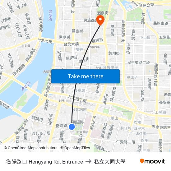 衡陽路口 Hengyang Rd. Entrance to 私立大同大學 map